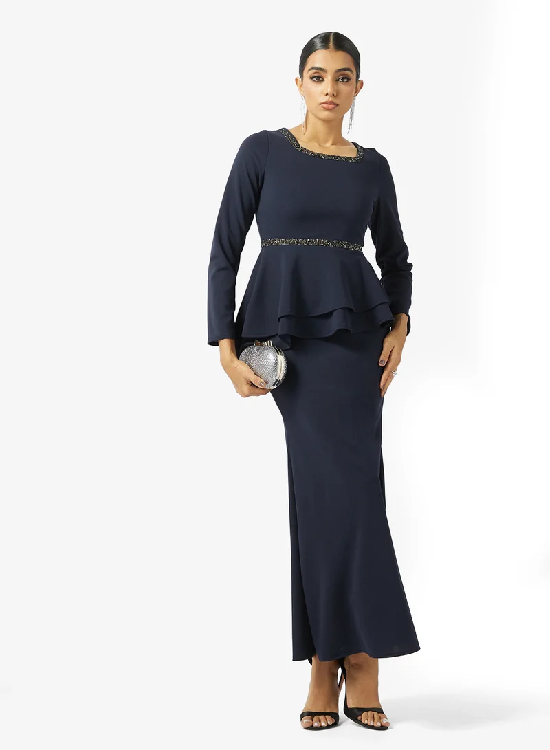 Khizana  High neck Peplum Dress for Women | Best Price UAE